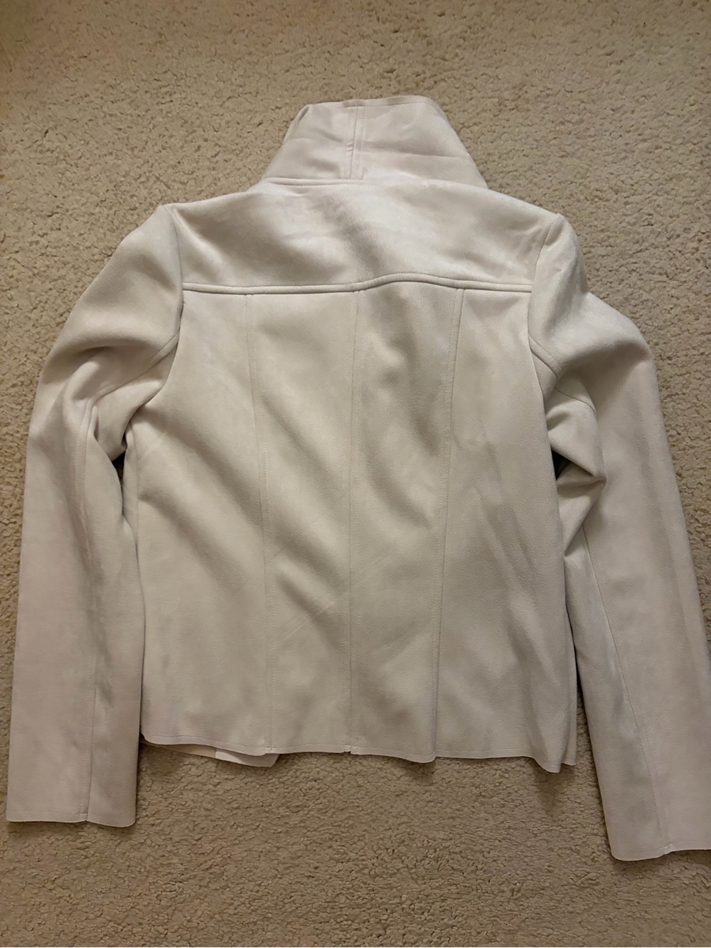 NWOT Tahiti Cream Asymmetrical Zip Leather Moto Jacket - Picture 7 of 8